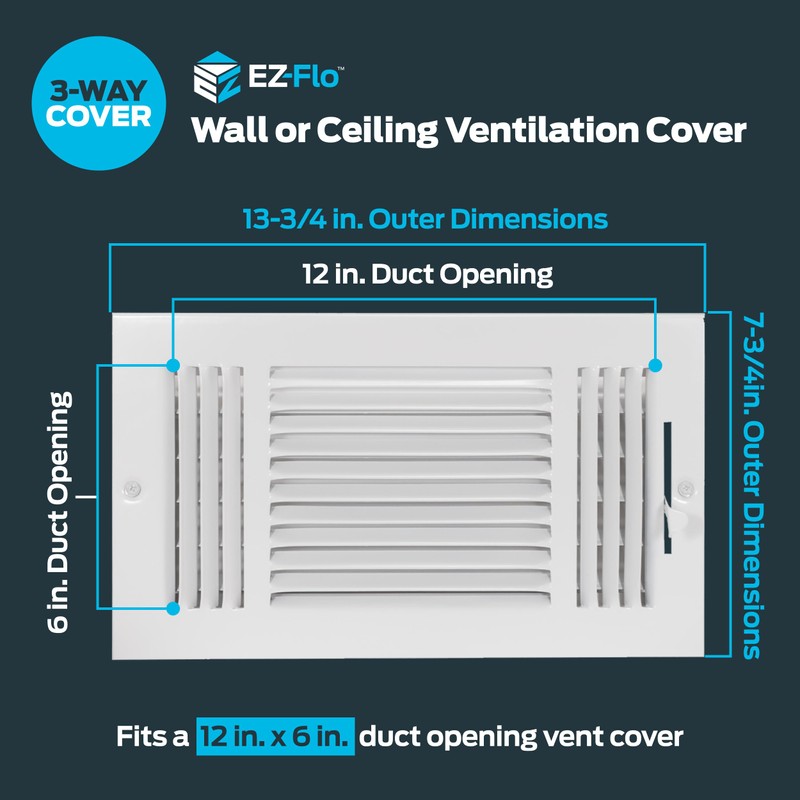 EZ-FLO 12 x 6 Inch (Duct Opening) Air Vent Cover