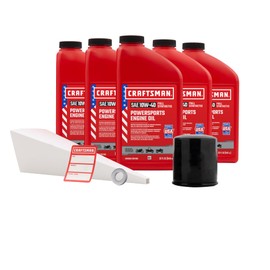 CRAFTSMAN Oil Change Kit compatible with Kawasaki ZG1400 Concours, VN2000 Vulcan 10W-40 Full Synthetic -In The Kit: 5 Quarts of Oil, 1 Filter, 1 Crush Washer, 1 Oil Change Sticker (CMXOKLT400248)