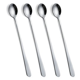 Long Handle Stirring Spoon, 9-Inch Long Handle Tea Spoons, Coffee Spoon, Ice Cream Spoon, Stirrers Spoons, Stainless Steel Cocktail Stirring Spoons, Set of 4
