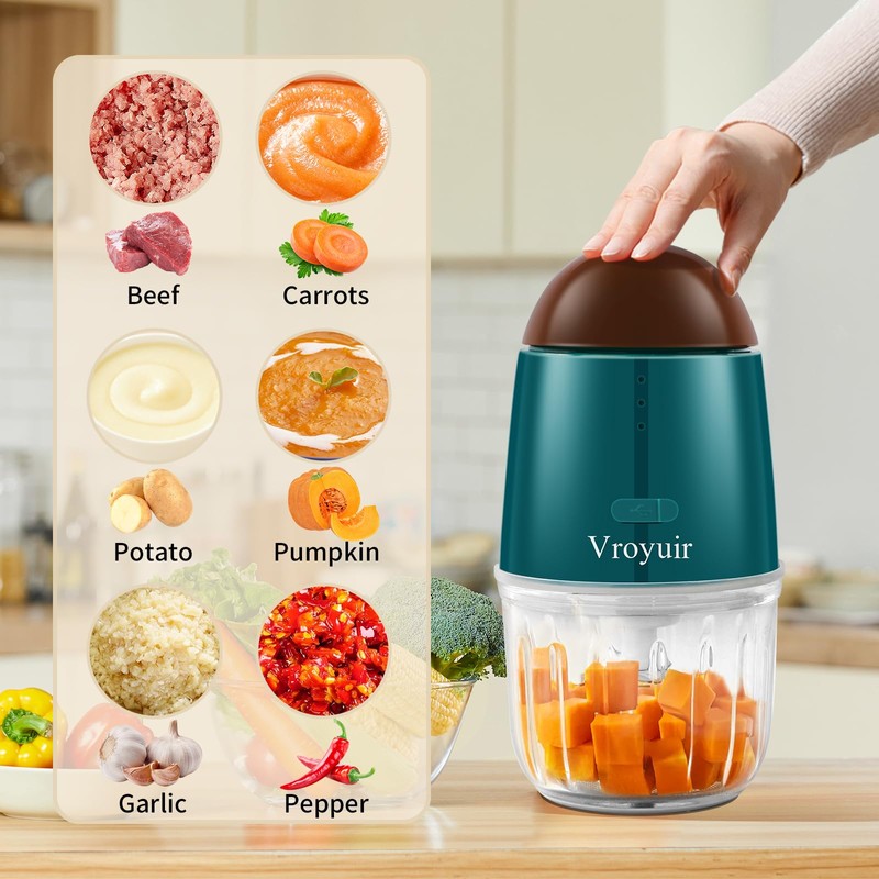 Mini Food Processor, Cordless Small Food Chopper & Blender for