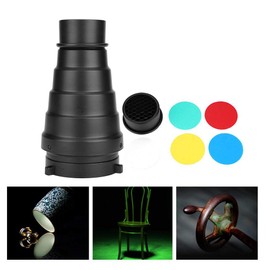 Snoot Bowens Mount, kit cónico de aleación de aluminio Snoot Honeycomb Grid Light Beam Tube Bowens Mount Filter para Studio Strobe Flash Light, puede capturar mejor la forma y el contorno de los objet