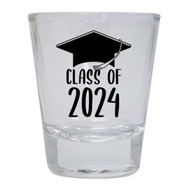 R and R Imports Class of 2024 Graduation 2 Ounce Shot Glass Round Clear Single