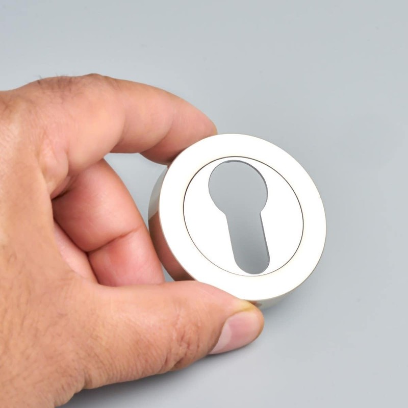 Euro Lock Keyhole Escutcheon Covers Set Dual Tone Polished and
