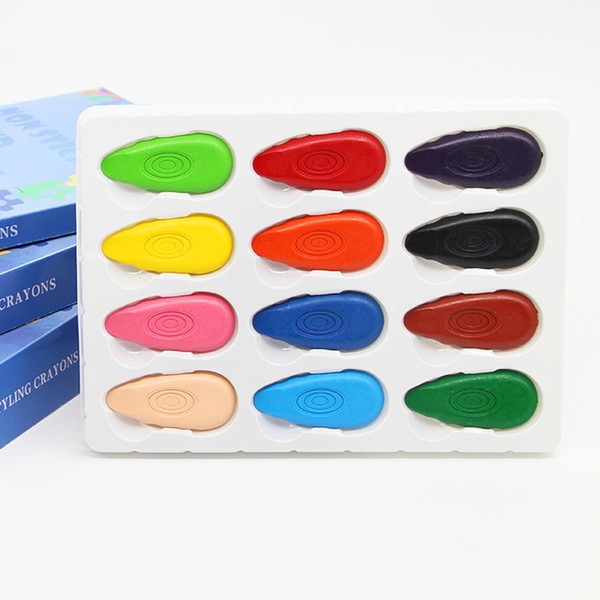 QZKJQDD 12 Colours Wax Crayons for Toddlers, Water Drop Colouring