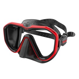 Seac Appeal, Made in Italy single lens diving mask with 3D buckle directly to the skirt, Black / Red, standard