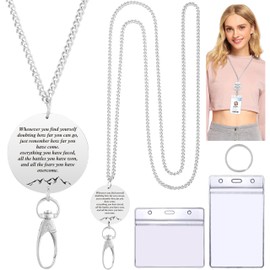 Lanyards for ID Badges Keys Women Cute Teacher Lanyard ID Badge Holder Stainless Steel Lanyard Fashion Strong Motivational Office School Work Nurse Teacher Appreciation Gifts