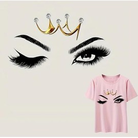 Eye Lashes Funny Diamond Iron On Transfers for T-Shirts Rub on Transfers Stickers Vinyl Ready to Press Stickers Iron on Decals for T-Shirts Clothing Hoodie DIY Crafts