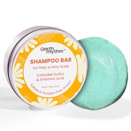 Earth Rhythm Anti-Dandruff Shampoo Bar for Itchy & Flaky Scalp | Men & Women | Contains Arnica Peppermint & Menthol Extracts | Sulphate & Paraben Free - 80gm (Tin)