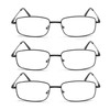 EYE ZOOM 3 Pack Extra Wide Rectangular Metal Reading Glasses