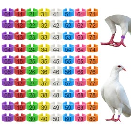 80 Pcs 8mm Pigeon Leg Bands with 8 Colors Numbered Quail Bird Identification Leg Bands Clip on Baby Poultry Leg Rings for Bantam Finch Dove Lovebird Coturnix Quail Small Birds