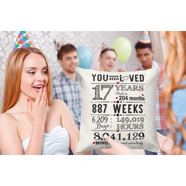 Kies CROWNLY CRYSTAL® Double-Sided 17th Birthday Gifts for Girls and Gift Boys 45x45 Cushion Cover Populer Boyfriends Birthday Ideas Happy Birthday Sister Gift, Daughter Gifts (17th)