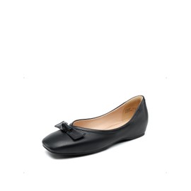 DREAM PAIRS Women's Dressy Ballet Flats, Comfortable Low Wedge Square Toe Shoes,Size 7,Black,SDFA2309W