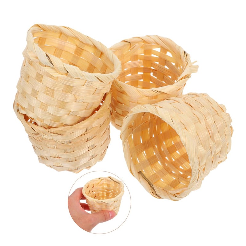 CIYODO 6 Pack Miniature Woven Baskets Handheld Flower Baskets for