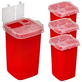 Sharps Container 1 Quart - Small - Portable Puncture Resistant for Safe Needle Waste Disposal - Approved for Home, Travel and Professional use - with Split Lid Design and Lock (10)