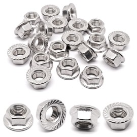 M10 x 1.25mm Flange Nut, 304 Stainless Steel Serrated Flange Metric Hex Flange Nuts Bright Finish Thread Hardware Nuts (20pcs)