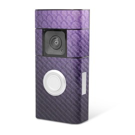 MightySkins Carbon Fiber Skin Compatible with Ring Video Doorbell Plus - Antique Purple | Protective, Durable Textured Carbon Fiber Finish | Easy to Apply