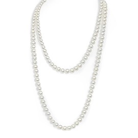 NHQZ Women's Pearl Necklace, White Pearl Necklace, 150 cm, 1920s Gatsby Costume Accessories, Long Pearl Necklace, Lady White Elegant Artificial Pearl Necklaces, Pearl Chain Necklace, 1 Piece, bronze