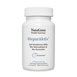 NautuGena HeparAktiv SOD/MSM-Pulver/Zellerneuerung/Bio-Mariendistel/Bio-Koriander & Bärlauch/vegan / 120 Kapseln (1-Monats-Packung)