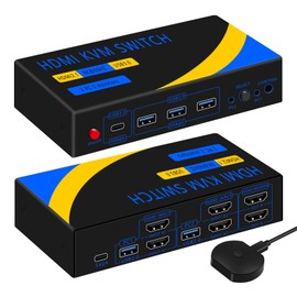 Dual Monitor Kvm Switch 2 Monitors 2 Computers HDMI 4k@60HZ,USB3.0. kvm switches 1 Monitors 2 Monitor 2 Computers,USB switcher 2 Computers Keyboard Mouse Switch (USB3.0+8KHDMI(3A1C))