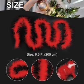 PATIKIL 6.6 Ft Feather Boas, 1 Pcs Feather for DIY Craft Sewing Trim Home Wedding Holiday Home Decor Graduation Party Christmas, Red