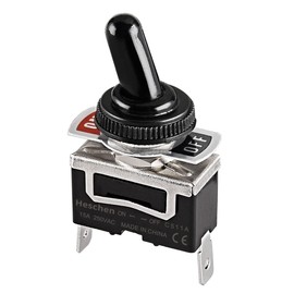 Heschen Metal Toggle Switch, C511A, SPST, maintained, ON/OFF 2 position, 15A 250VAC, 2 Tab Terminal, CE, with Waterproof Cover (20)