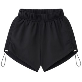 Girls Athletic Shorts for Tween and Teen Girl Ages 8–16 Cinch Hem High-Waisted Lightweight Sport Short with Drawstring Sides (US, Numeric, 12, Regular, CS Black)