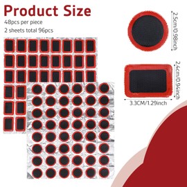 Bruislard 96Pcs Tube Patches Bike Bicycle Tire Patch Outdoor Cycling Bicycle Tire Tool Rubber Puncture Repair Patch Included Round Square for Road Mountain Bikes Motorcycle (Without Glue)