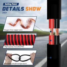 Yuanjoy 2 Core Black 3 Metre Car Cable, 0.5 mm² Multi-Core Trailer Cable, 12 V 24 V 48 V Vehicle Cable, for Camping Cables, Caravans, Trucks, Industrial