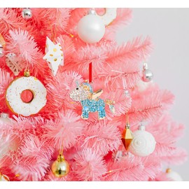 D4DREAM Metal Unicorn Christmas Ornament 2024 Blue Unicorn Ornaments for Christmas Tree Decorations Unicorn Christmas Hanging Ornaments Keepsake Gifts for Girl Kids Women Sister Girlfriend Mom Grandma