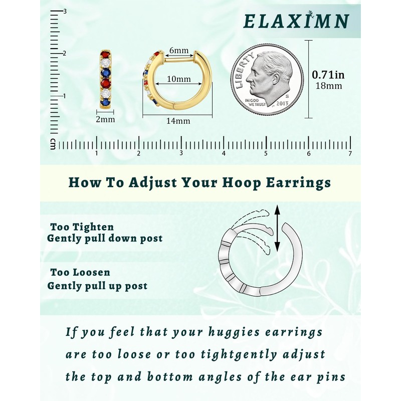 Elaximn Tiny Patriotic Gold Huggie Earrings for Women