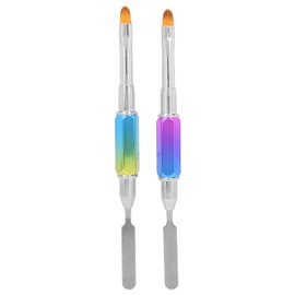 2 Pinceles de Gel UV de Doble Punta, Pincel de Uñas de Gel UV de Diseño 2 en 1 Y Espátula de Acero Inoxidable, Pincel de Uñas de Gel Acrílico para Extensión de Uñas Acrílicas