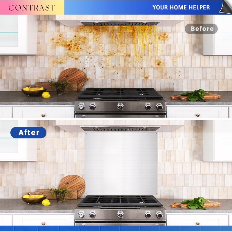 Stainless Steel Backsplash for Stove 24"x30" Stove Backsplash Protector for