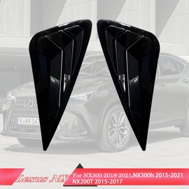 MUXEE 2Pcs Side Vent Window Louvers for Lexus NX300 2018-2021,NX300h 2015-2021,NX200T 2015-2017 - ABS Print Sport Window Decorative Covers, Exterior Trim Accessories - Bright Black