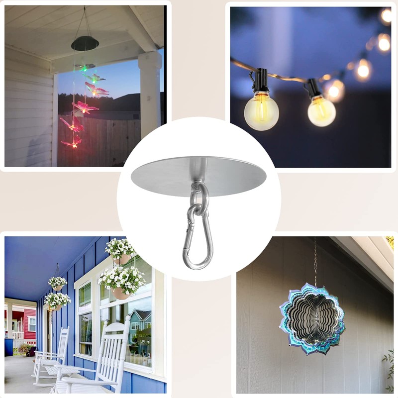 Raconvolo Adhesive Ceiling Hooks 4 Pack Stainless Steel Sticky Pad
