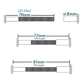 Anmas 10pcs M6 Furniture Joint Connector Bolt & Cap Nut Kit Use for Cot Bed Crib Bolts Hex Drive Socket Cap Bolts - Hex Socket Screws Head (70mm)
