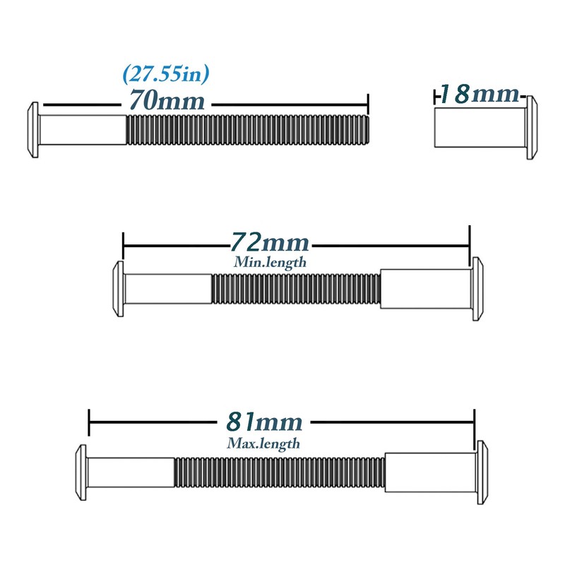 Anmas 10pcs M6 Furniture Joint Connector Bolt & Cap Nut