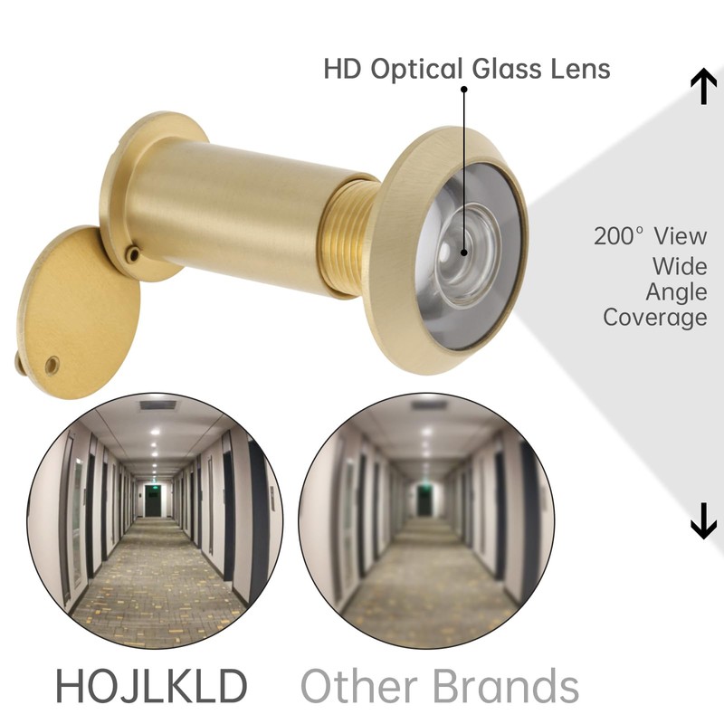 HOJLKLD Door Viewer Peephole,200 Degree Solid Brass Peephole with 16