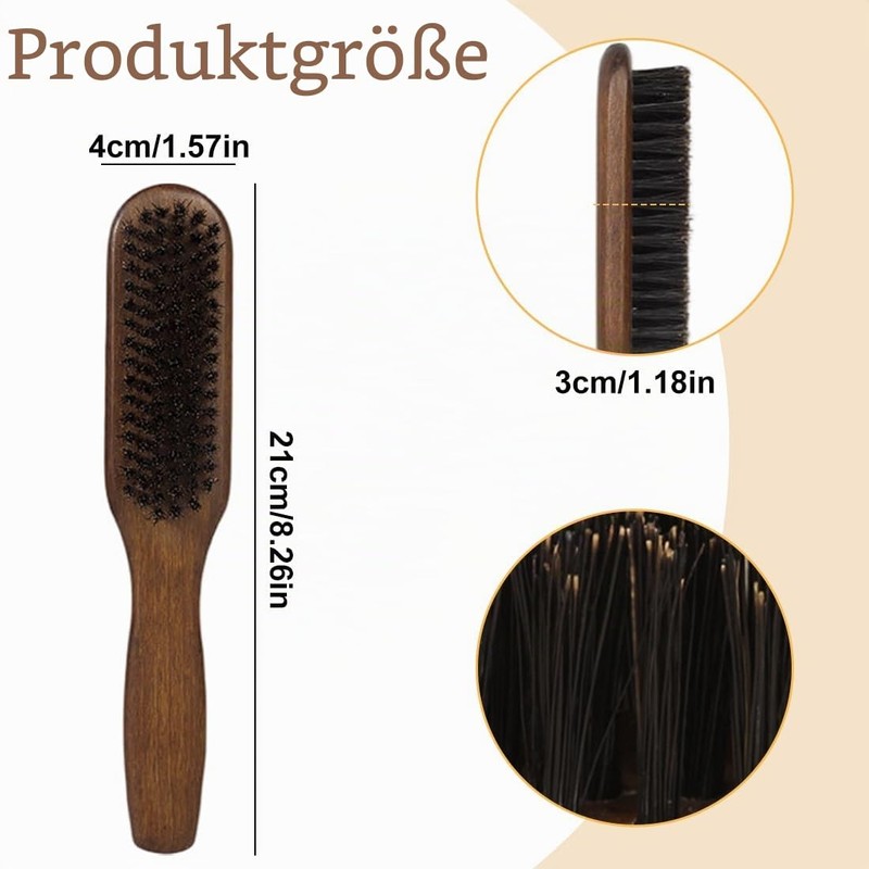 Boar Bristle Beard Brush, High-Quality Wooden Handle, Beard and Moustache