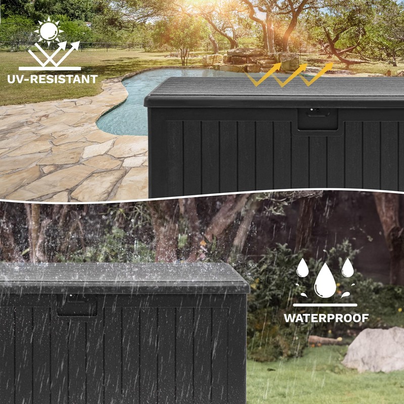 DWVO 150 Gallon Double-Wall Deck Box, XL Large Resin Outdoor