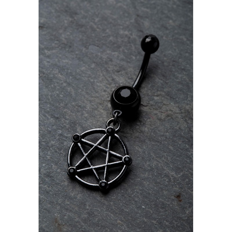 Pierced Owl 14GA 316L Stainless Steel Pentacle Dangling Double Jeweled