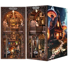 ETKVR Book Nook Kit, Book Nook Kits for Adults DIY Booknook Dollhouse Kit, DIY 3D Wooden Puzzle Bookend Bookshelf Insert Miniature Model Building for Home Decoration