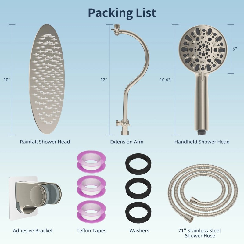 Hibbent Shower Head High Pressure Rainfall Shower Head Handheld Showerhead