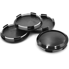 RhinoTuning Set of 4 wheel hub caps for hub caps, OD 64 mm, ID 60 mm, black wheel hub cover, suitable for wheel, rim caps