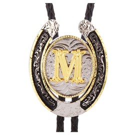 HUABOLA CALYN Bolo Tie for Men- Golden Initial Letter ABCDMJR to Z Western Cowboy Bolo Tie for Women (M)