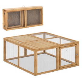 Magshion Folding Chicken Coop Rabbit Hutch, Portable Chicken House with Handle Wooden Small Animal Poultry Pet Cage House for Outdoor, 45.5 Inch, No Assembly Required