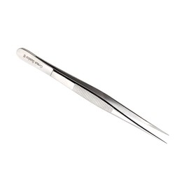 Precision Tweezers Stainless Steel 5.5" Tongs with Non-Marring Fine Serrated Straight Tips Hobby Craft Tools for Jewelry-Making, Soldering, Electronics Repair, DIY Projects