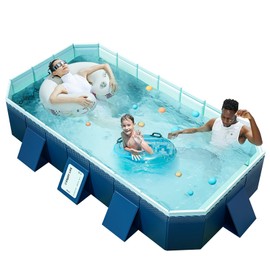 Jurbnlp NNon-Inflatable Foldable Kids Pool, Installation-Free, Large Capacity Pools (116" x 65" x 21")