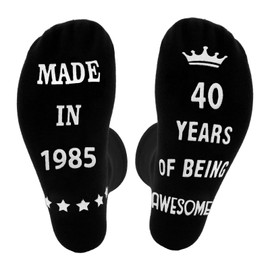 ORUZA 40th Birthday Socks for Men, 40 years of being awesome Socks Gift Mens Black Calf-length Socks Non-slip Cotton Sock, Birthday Funny Gifts for Father Grandpa Boyfriend