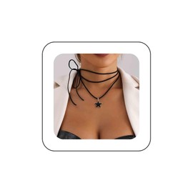 Atentuyi Gothic Boho Layered Butterfly Pendant Necklace Long Black Velvet Choker Enamel Butterfly Necklace Chain Wrap Bow Necklace Jewellery for Women and Girls, Zinc