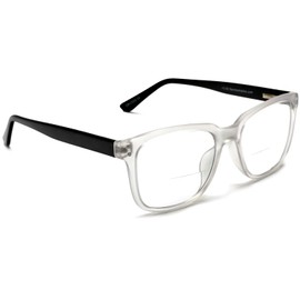 SAMBA SHADES Bifocal Burgundy Oversized Square Readers Clear Lens Magnification Reading Glasses +2.50